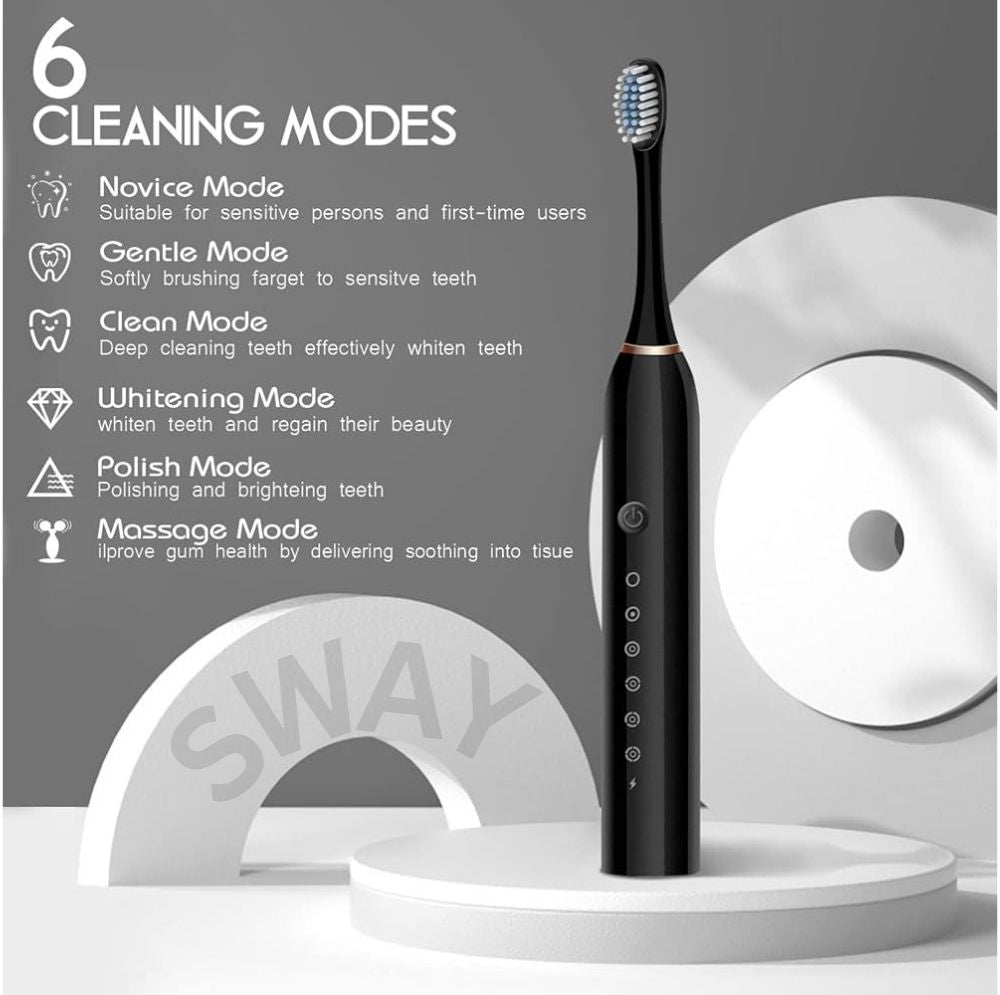 Sway™ X3 Electric Toothbrush – 6 Cleaning Modes + Extra Brush Heads
