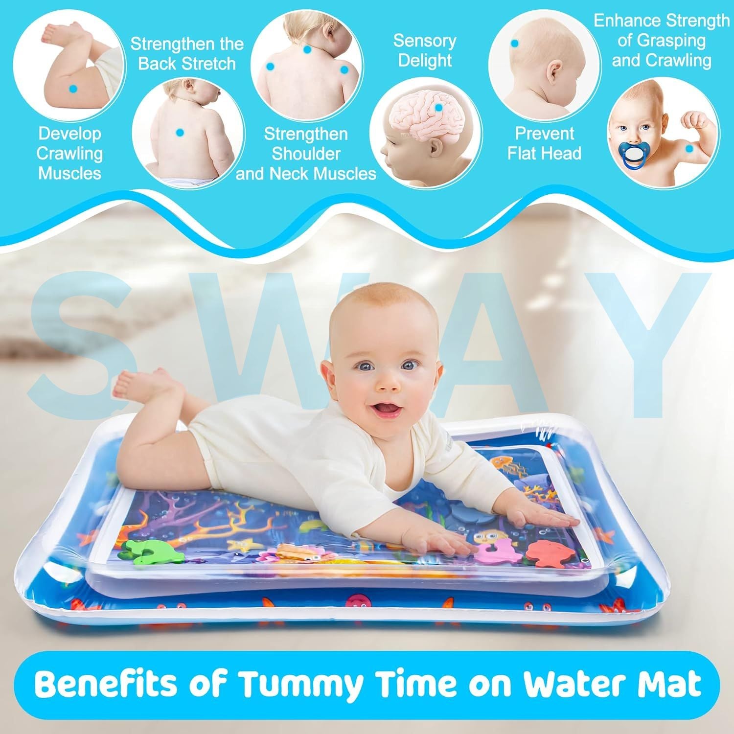 Sway™ OceanPlay Baby Water Mat – Sensory Stimulation and Fun Tummy Time