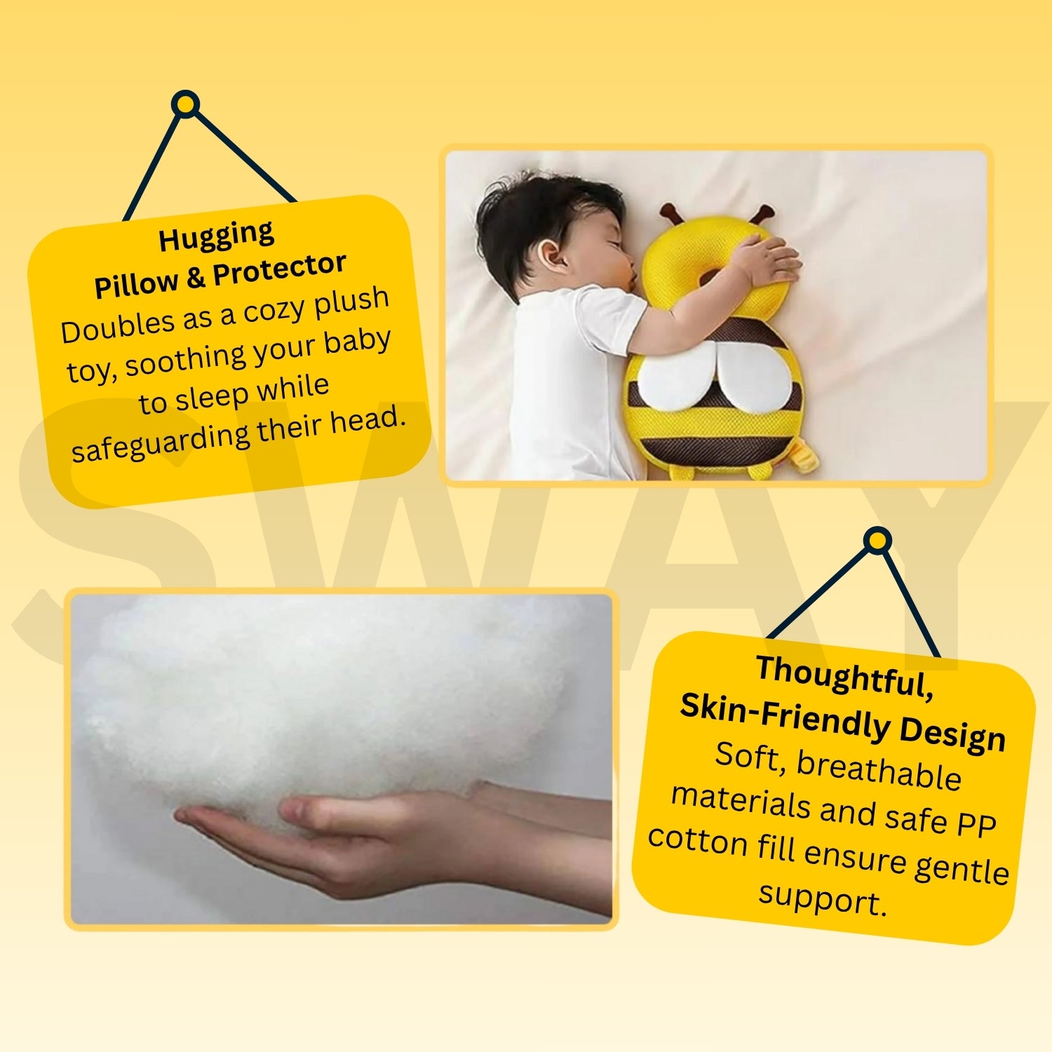 Sway® Baby Head Protector Cushion – Soft Protection Pillow for Toddlers