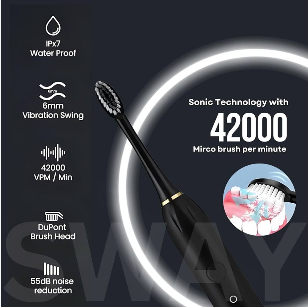 Sway™ X3 Electric Toothbrush – 6 Cleaning Modes + Extra Brush Heads